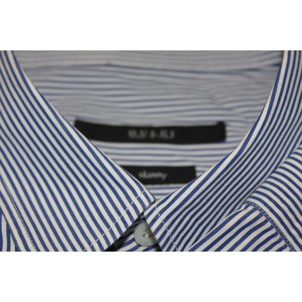 Gucci Blue Stripe High-end Career Shirt Slim Fit Authentic Men's 44 17 1/2